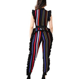 Women Striped Catsuit Jumpsuit Autumn Fashion Jumpsuit