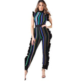 Women Striped Catsuit Jumpsuit Autumn Fashion Jumpsuit