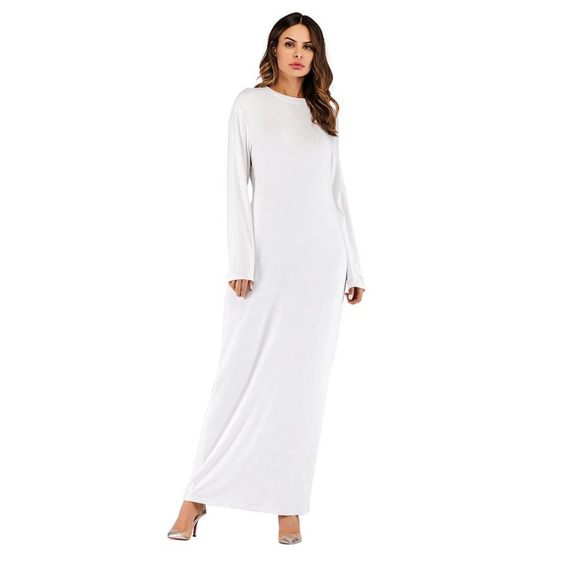 Muslim Women Stylish Kashibo Abaya Muslim Ladies Long Gown Islamic Clothing Jilbab Jalabiya Solid Color Long Sleeve Dress for Women