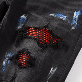 Amiri Jeans Casual Hip Hop Wash Splash-Ink Painted Slim Jeans Casual Fashionable 8616