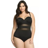 Women Plus Size Swimwear One-Pieces One Piece Swimsuit Solid Color Stitching Bikini