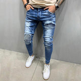 Stacking Jeans Slim Trouser Skinny Jean Fashion Men's Motorcycle Pleated Stretch Skinny Jeans