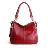 The Teacher Tote Top Layer Cowhide Leather Single-Shoulder Bag Tassel Simple All-Match Leather Shoulder Women's Bag