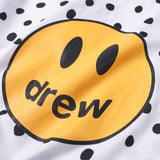 Justin Bieber Drew House High Street Smiley Face Short Sleeve Printed Men and Women Loose Casual White Couple Wear