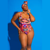 Women Plus Size Swimming One-Pieces Printed Bikini Swimsuit