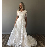 See through Wedding Dress Wedding Dress Formal Dress Sexy Short Sleeve Formal Dress