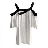 Kim Kardashian Marilyn Monroe Dress Summer off-Shoulder Solid Color French Loose Short Sleeve Shirt