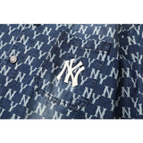 Yankees Autumn and Winter Letters Full Printed Long-Sleeved Shirt Denim Jacket Men's and Women's Tops