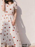 Retro Short Sleeve Strawberry Dress Summer Academia Fashion Dresses Cottagecore
