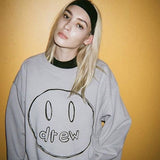 Justin Bieber Drew House Sweatshirts Smiley Face Brushed Hoody Men and Women Couple Crew Neck Coat