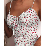 Strawberry Print Adjustable Strap Dress Cottagecore Dress