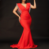 Mariah Carey See through Dress Sexy Tassel Evening Party Dress Bridesmaid Dress