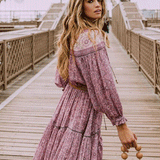Beth Dutton Bohemian Dress Winter Autumn Midi Dresses Hollow out Large Swing Elastic Waist Dress