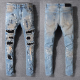 Amiri Jeans Casual Hip Hop Wash Splash-Ink Painted Slim Jeans Casual Fashionable #523