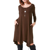 Work Dresses With Pockets Pocket Dress Women 'S Midi Long Sleeve Dress
