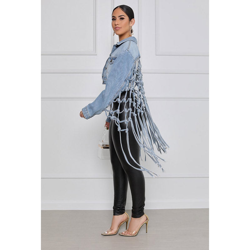 Women Denim Jacket Tassel Denim Jacket Female