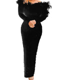 Semi Formal Dresses for Wedding 2021autumn and Winter New European and American Foreign Trade Women's Clothing Cross-Border New Amazon Beaded Sheath Sexy Dress New