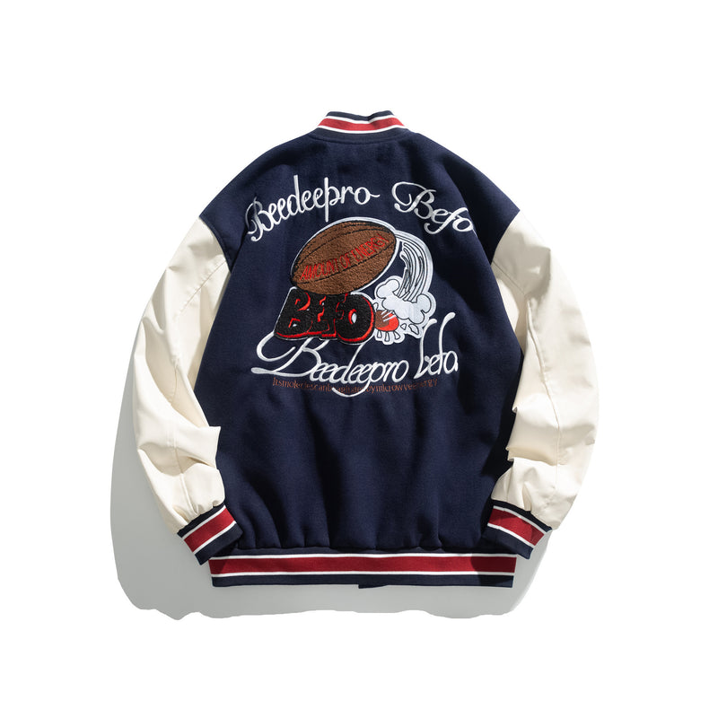 Letterman Jacket Outfit Senior Jackets Varsity Baseball Coat Loose Personality Jacket Leather Sleeve Coat