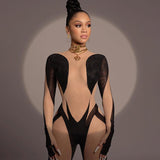 Women's Spring Clothing High Waist Contrast Color Skinny Hip Raise Sports Fitness Jumpsuit Women