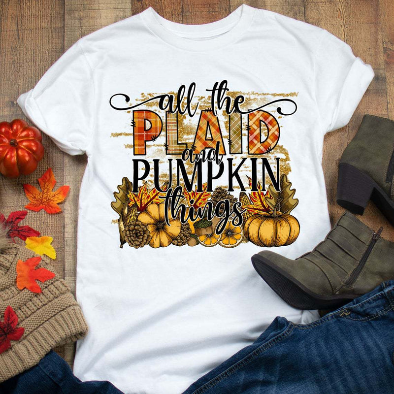Halloween Costumes All Plaid Pumpkin Pumpkin Printed round Neck T-shirt for Women