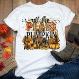 Halloween Costumes All Plaid Pumpkin Pumpkin Printed round Neck T-shirt for Women