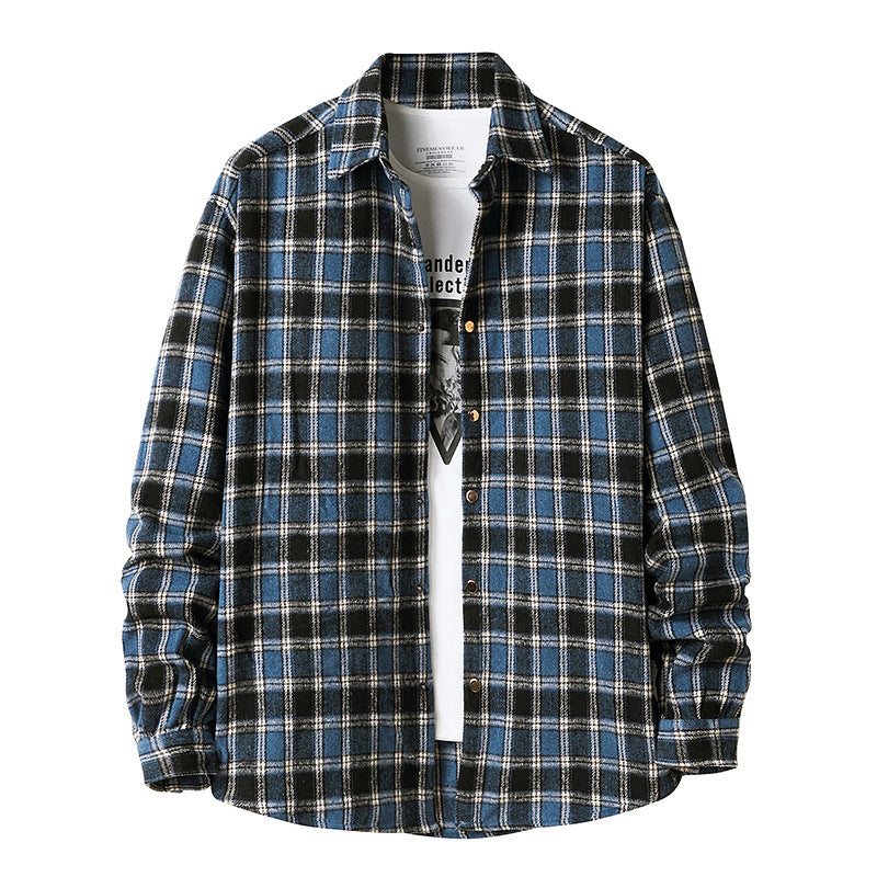 Mens Flannel Jacket Flannel Plaid Shirt Men's Coat Casual Long Sleeve Shirt