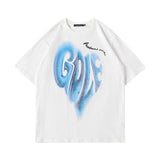 Men T Shirt Summer Casual Tops Love Heart Letter Print Short-Sleeve T-shirt Men round Neck Trend Loose Half Sleeve
