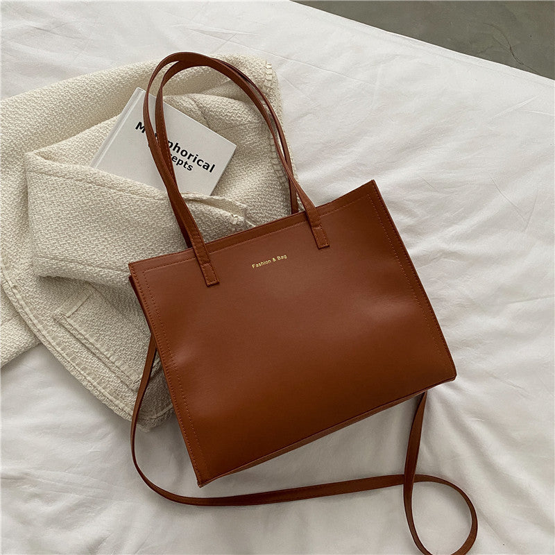 The Teacher Tote Autumn Leisure Tote Bag Simple Large Capacity Women's Shoulder Bag Solid Color Personalized Fashion Big Bag