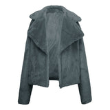 Women Sherpa Jacket Autumn and Winter Imitation Leather Fox Fur Cardigan Plush Leather Coat Rabbit Fur Shirt