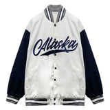 Women Varsity Baseball Jackets Colorblock Retro Cardigan Jacket Baseball Uniform Coat Female Loose