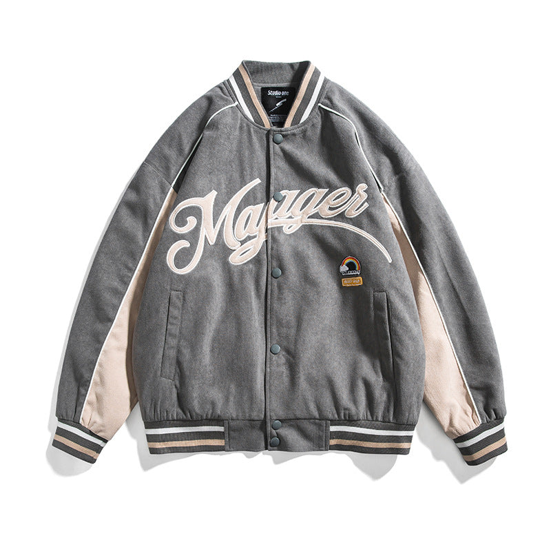 Letterman Jacket Outfit Senior Jackets Varsity Baseball Coat Men's Loose Jacket Men