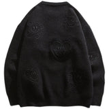 Man Fall Winter Outfis Autumn and Winter Love Smiling Face Embroidery round Neck Sweater Men Loose Thick Couple Sweater
