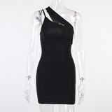Emily Ratajkowski Dress Slant Shoulder Sexy Solid Color Slim Temperament Dress