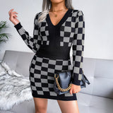 Sweater Dress Outfit With tights 2 Piece Set Knitted Dress