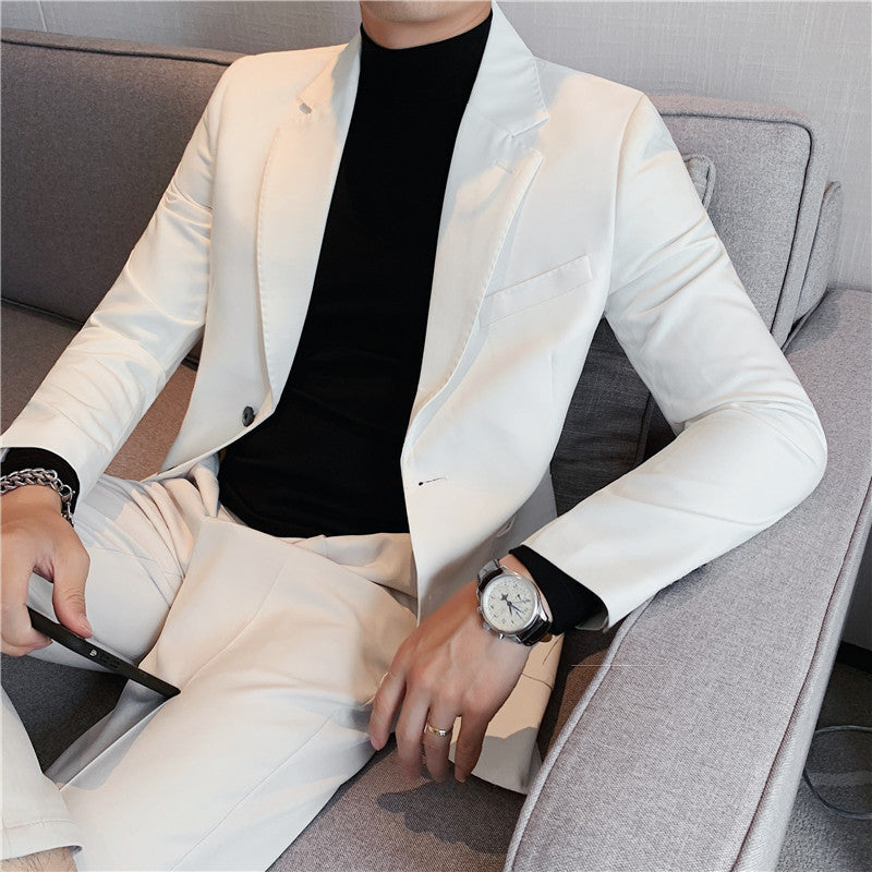 Seersucker Suit Suit Jacket Handsome Double Slit Two Button Suit Jacket