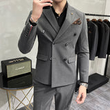 Seersucker Suit Double Breasted Two-Piece Suit