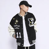 Letterman Jacket Outfit Senior Jackets Varsity Baseball Coat Cartoon Men Loose Stand Collar Coat