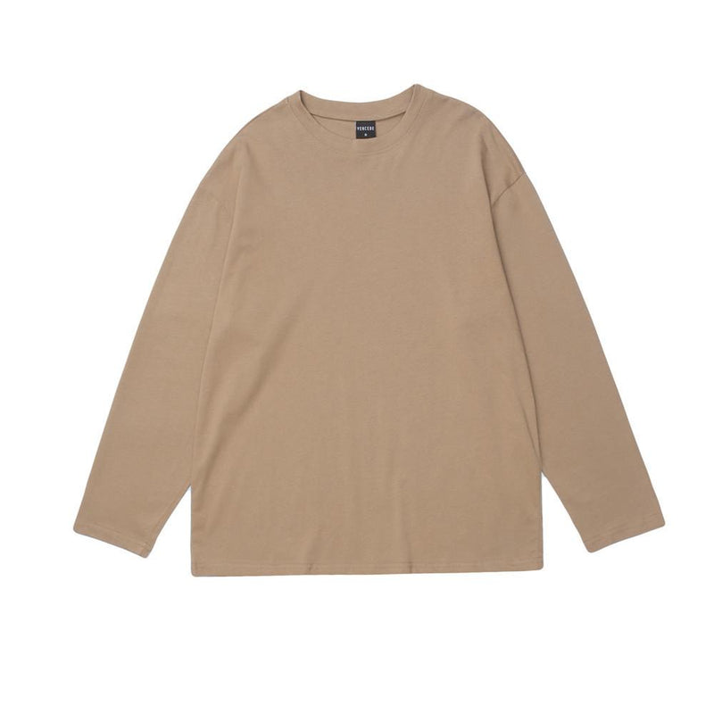 Men's T Shirt Summer Casual Tops Solid Color Long-Sleeved T-shirt Men's Base Shirt Street Fashion Loose Leisure Pullover T-shirt