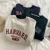 Diana Harvard Sweatshirt Letter Embroidery Velvet Padded Thickened Sweater