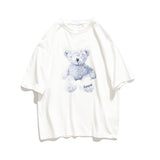 Men's T-shirt Summer Cartoon Bear Printed Half Sleeve round Neck Loose Short Sleeves T-shirt Men and Women
