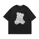 2022 Summer Man Outfits Printed Bear Crew Neck