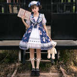 Gothic Lolita Harajuku Style Clothing Summer Lolita Dress Op Positive Cardigan Navy Style Small Skirt