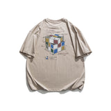 Men T Shitrs Cartoon Rubik 'S Cube Printed Round Neck T-shirt