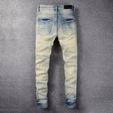 Amiri Trousers New US Amiri Leisure Washed-out Splash-Ink Painted Slim Jeans for Men