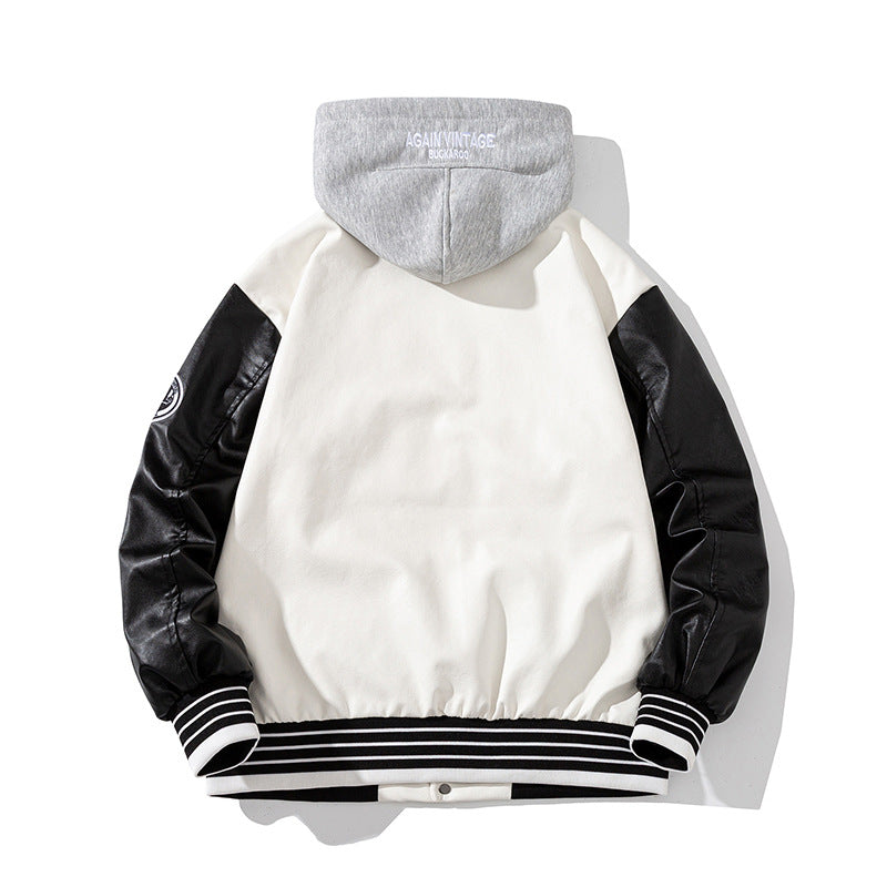 Varsity Jacket PU Leather Baseball Uniform for Women