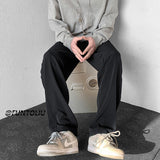 Men Suit Pants Solid Color Draping Effect Loose Wide Leg
