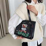 The Teacher Tote Autumn Fashion Tote Bag Large Capacity Simple Women's Bag about Printing Cartoon Shoulder Bag