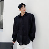 Transparent Shirt for Men Hollow out Oversize Long Sleeve Sun Protection Shirt Loose Shirt