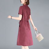 Work Dresses for Teachers Dress Women's Summer Fitted Waist Figure Flattering Shirt Skirt