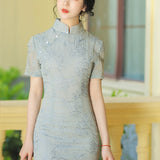 Women cottagecore Dress Retro Elegant Cheongsam Summer Artistic Embroidered Dress